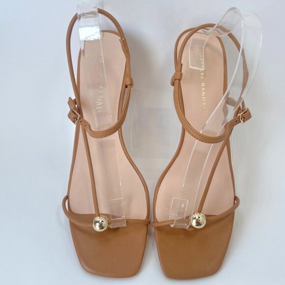 Loeffler Randall Women Triana Dune Sandals Leather Square Toe Kitten Heels 10B - Picture 3 of 11